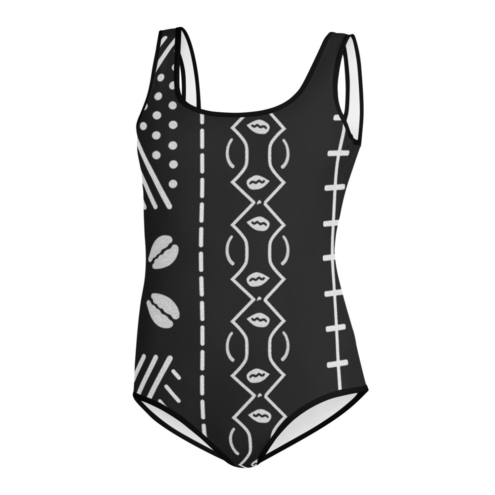 Youth Black Mud Cloth Inspired Swimsuit IV