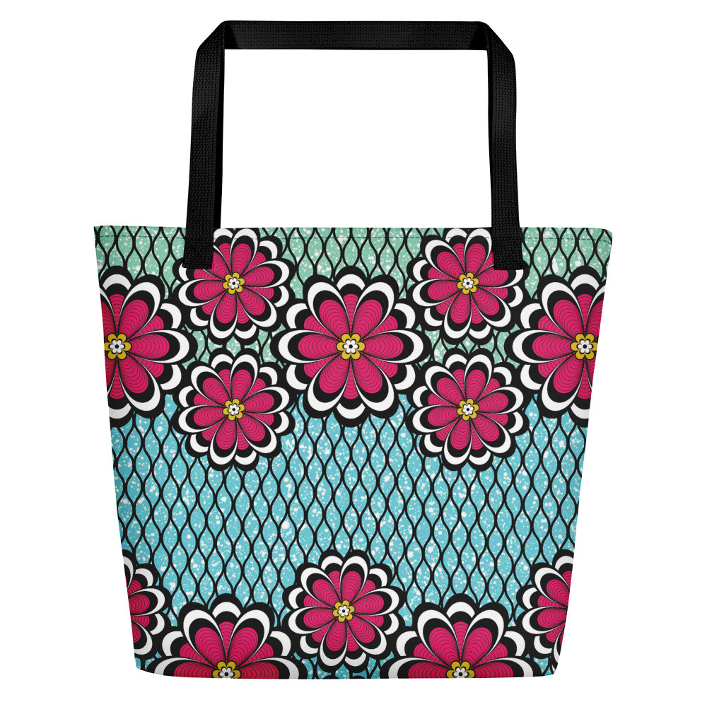 Pink Flowers Beach Bag
