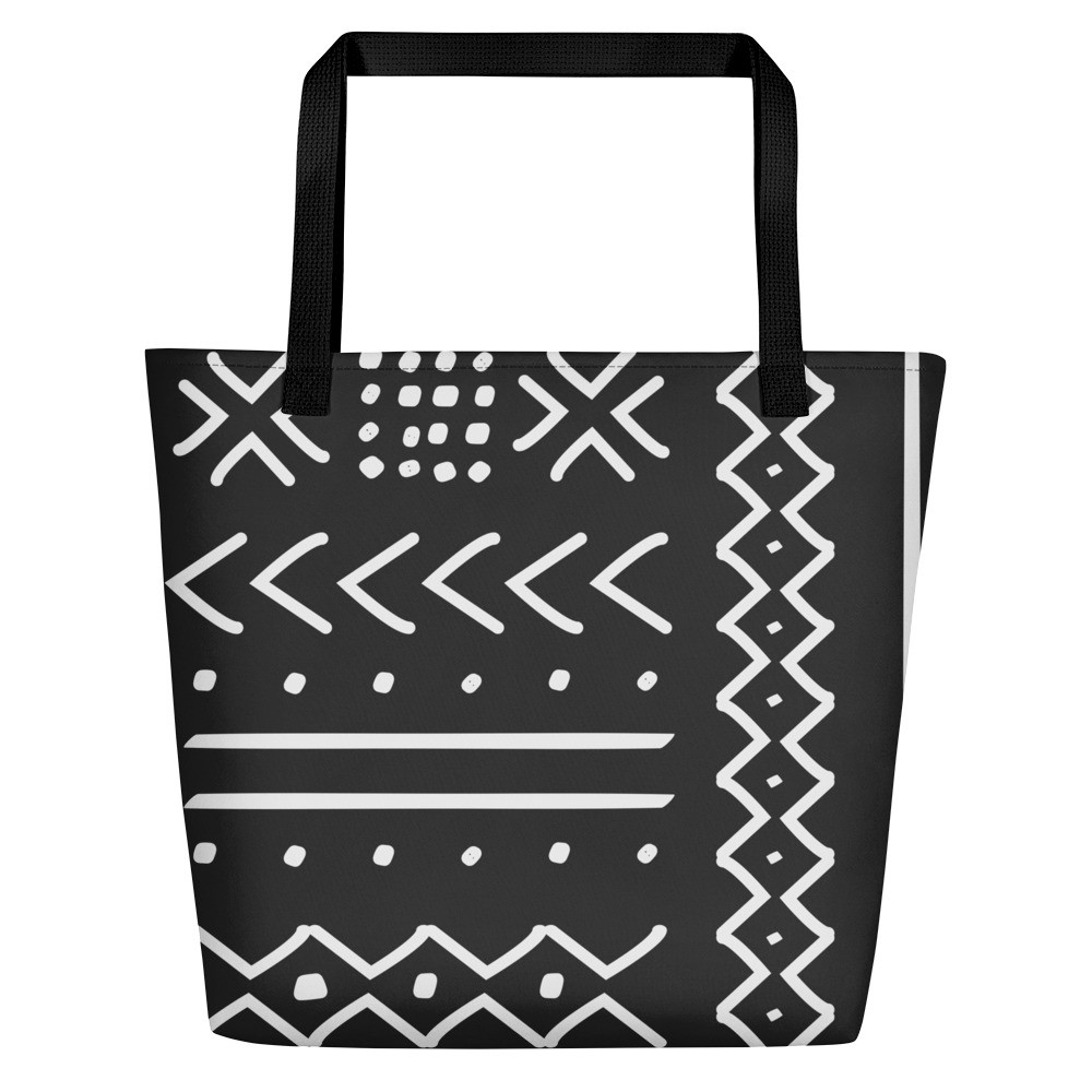Black Mud Cloth Inspired Beach Bag V