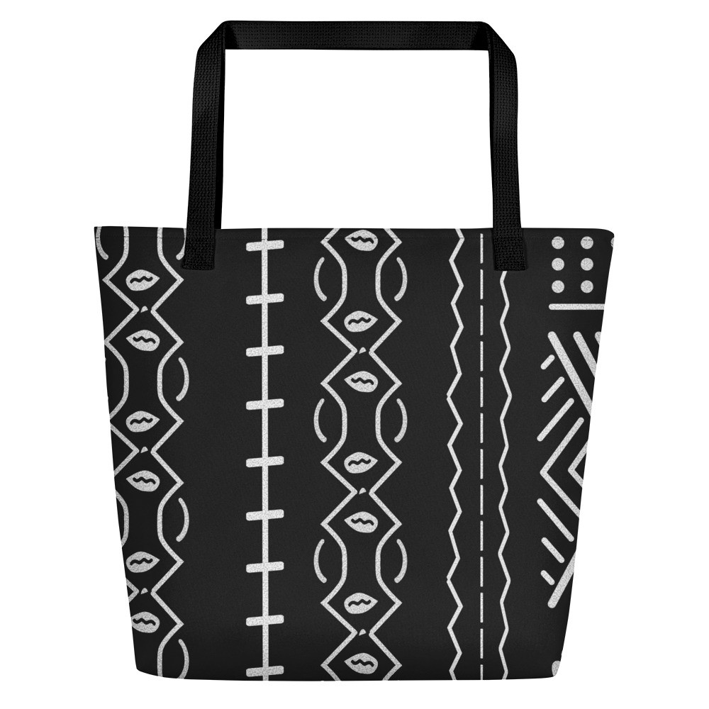 Black Mud Cloth Inspired Beach Bag IV