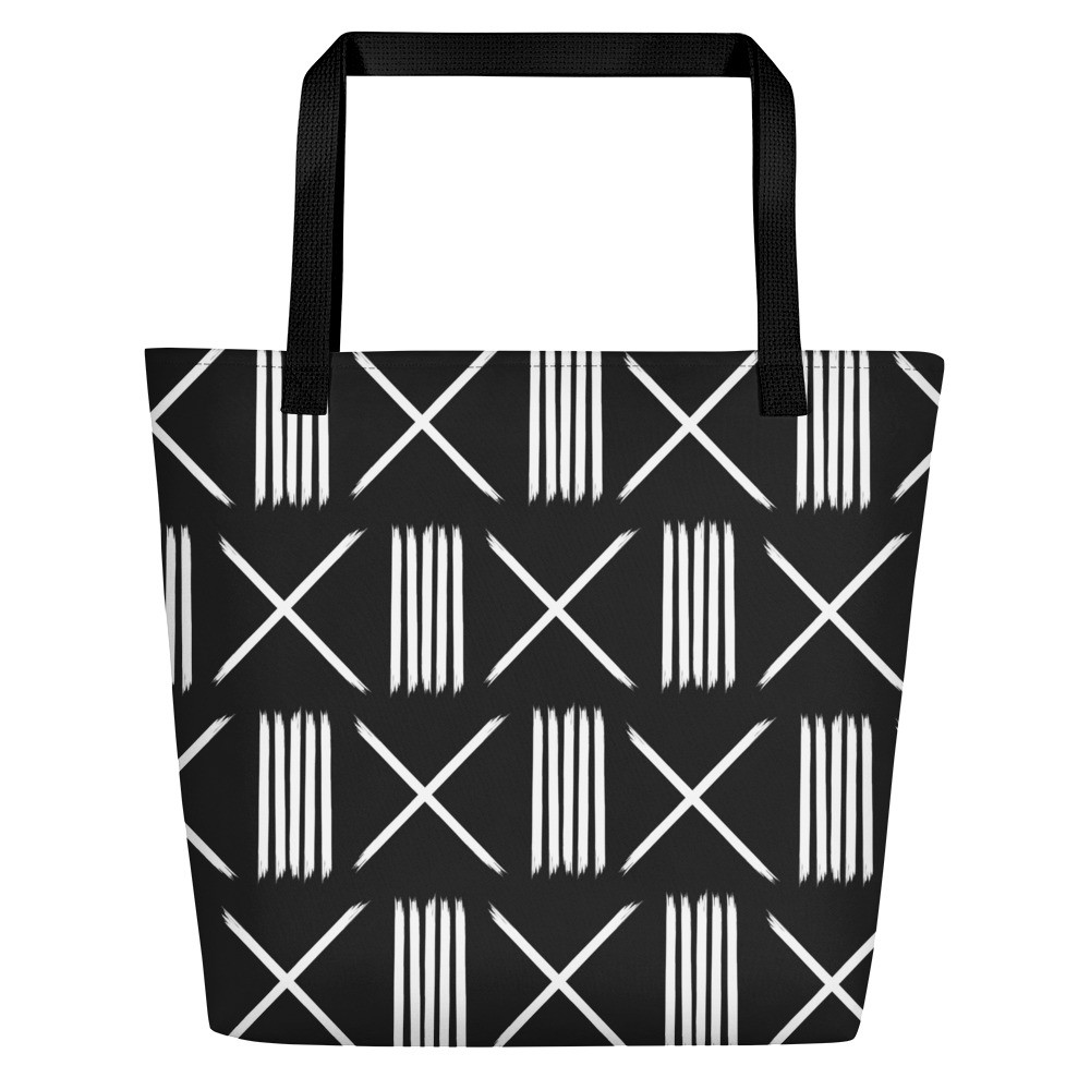 Black Mud Cloth Inspired Beach Bag III