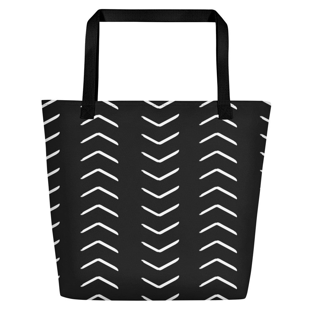 Black Mud Cloth Inspired Beach Bag