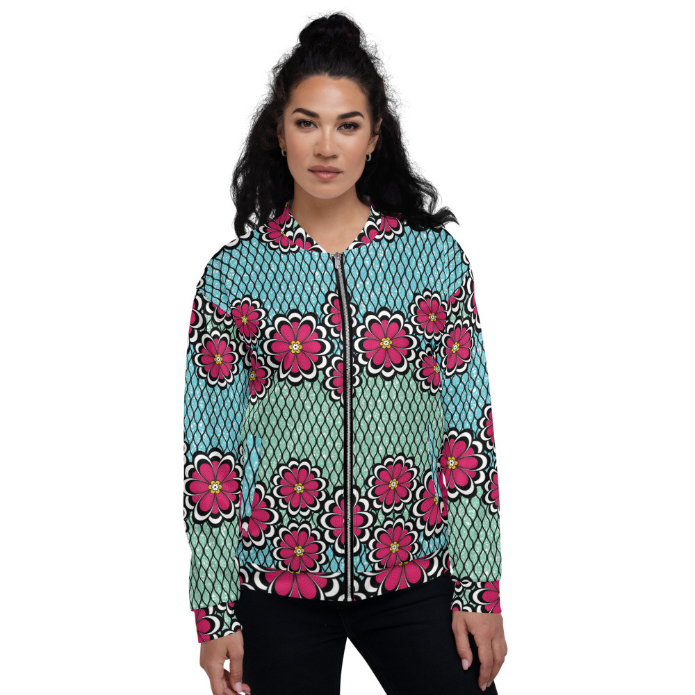 Pink Flowers Bomber Jacket