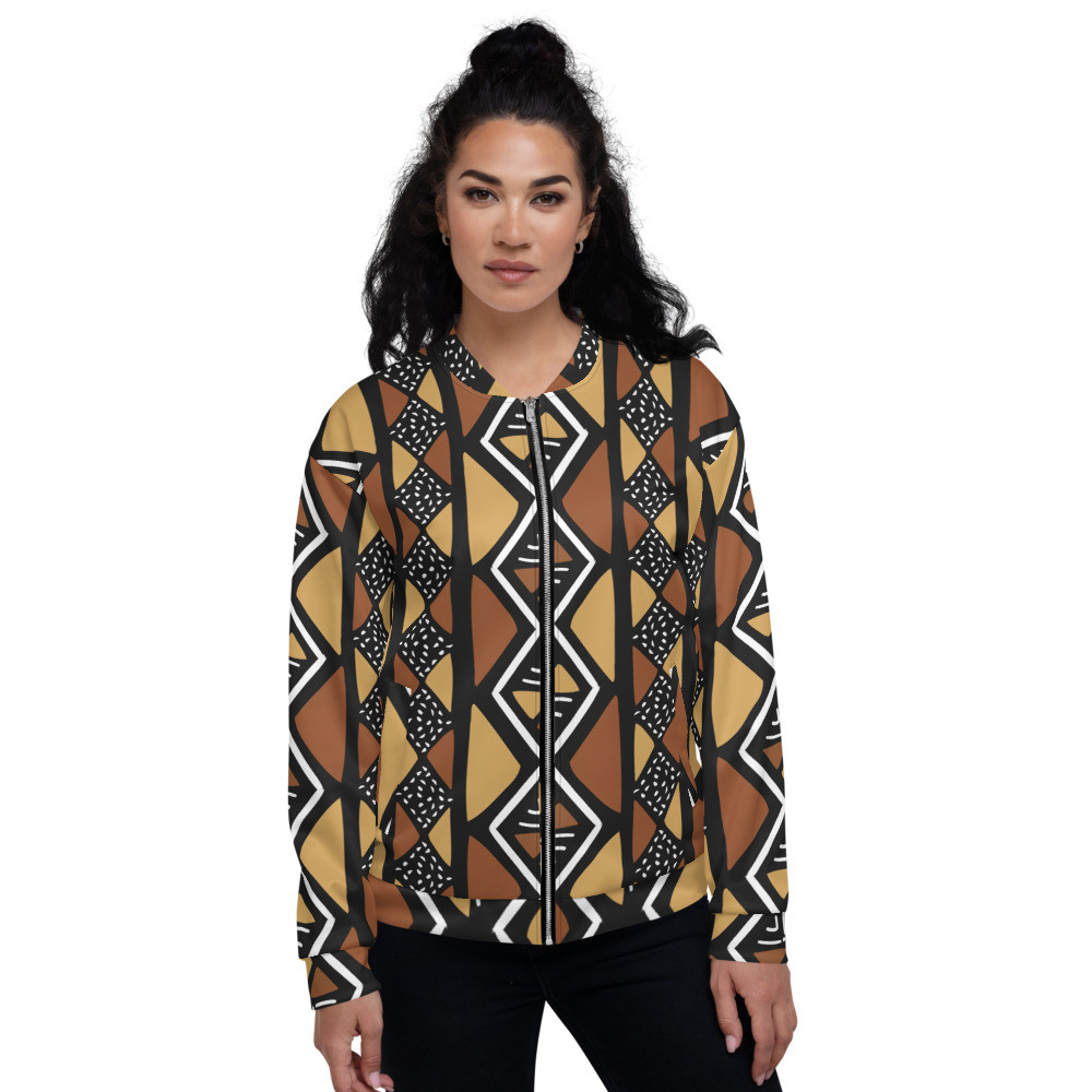 Mud Cloth Inspired Unisex Bomber Jacket II