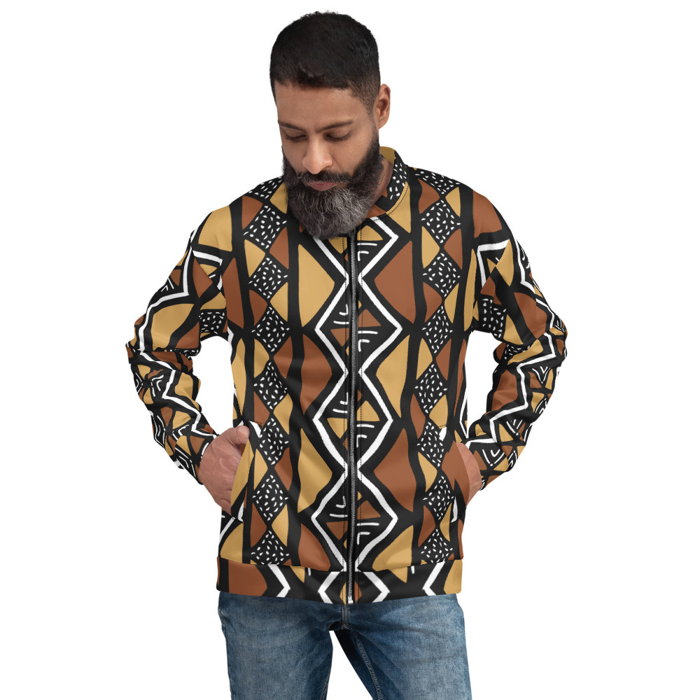 Mud Cloth Inspired Unisex Bomber Jacket II