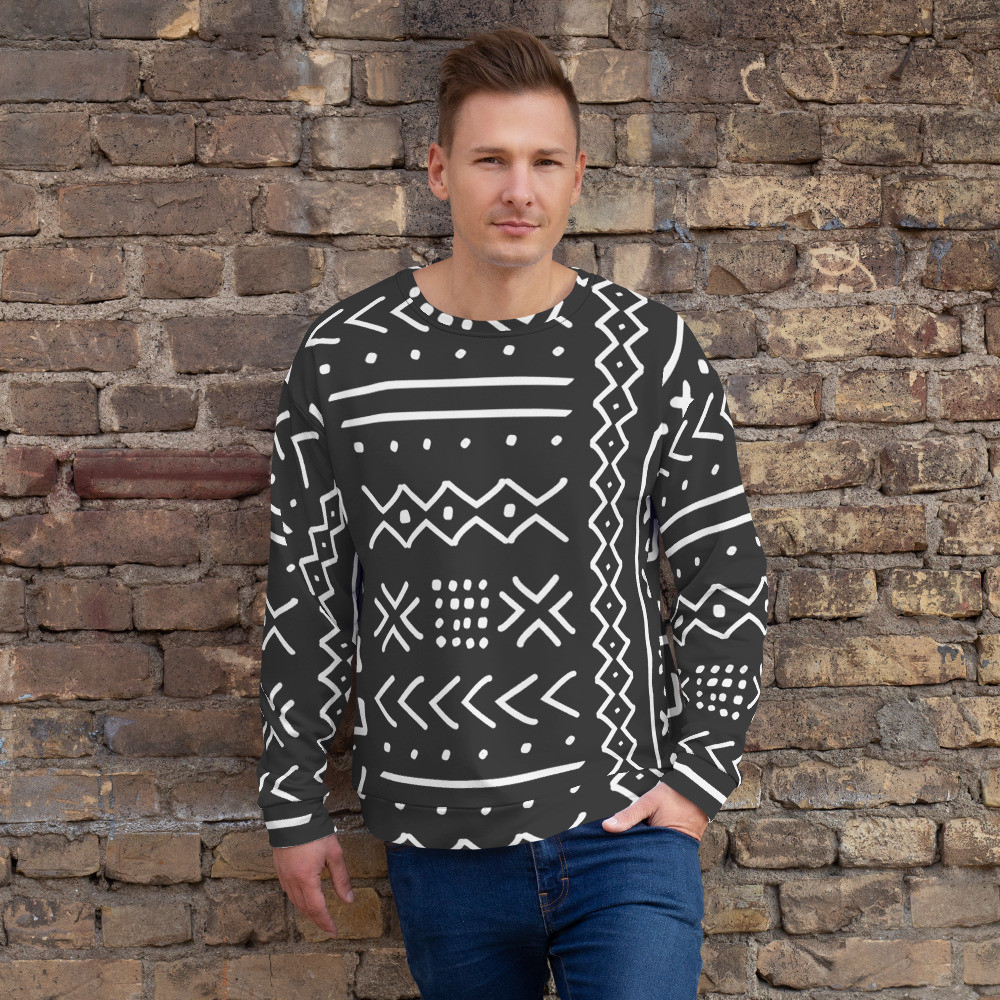 Black Mud Cloth Inspired Unisex Sweatshirt V