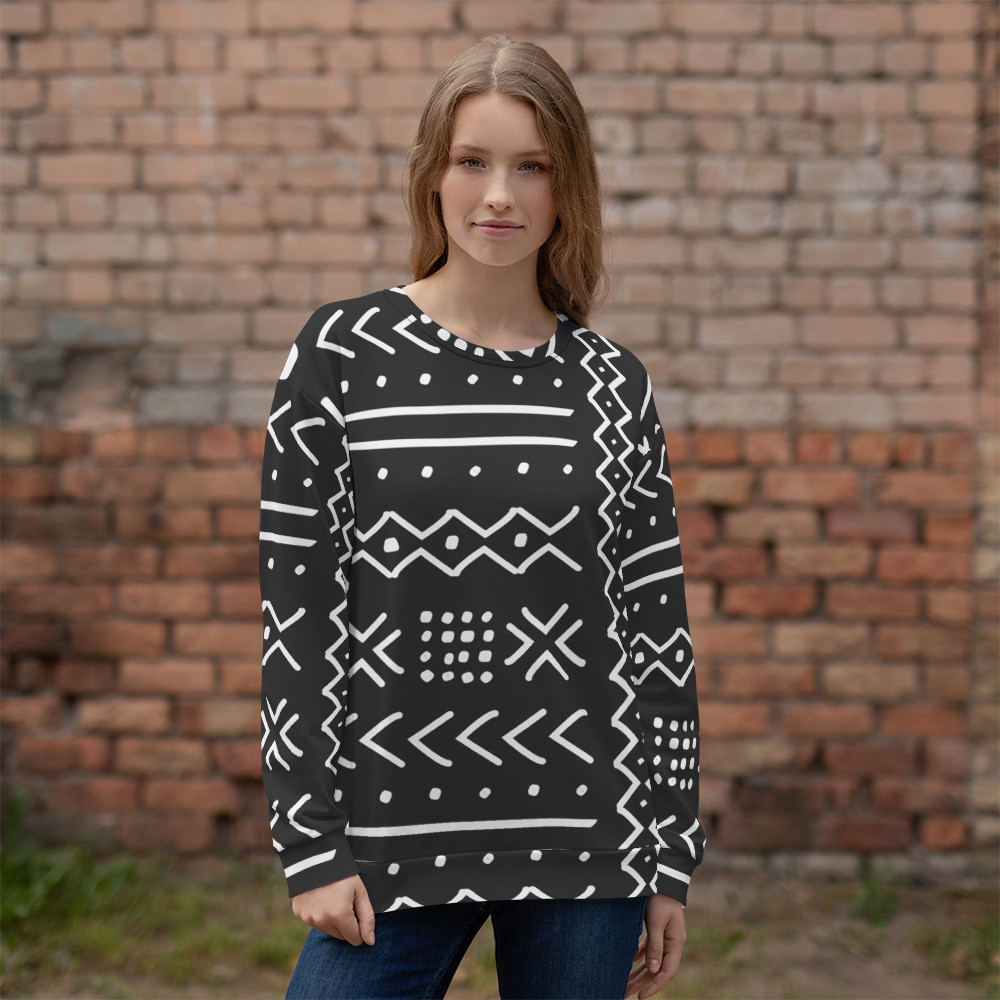 Black Mud Cloth Inspired Unisex Sweatshirt V