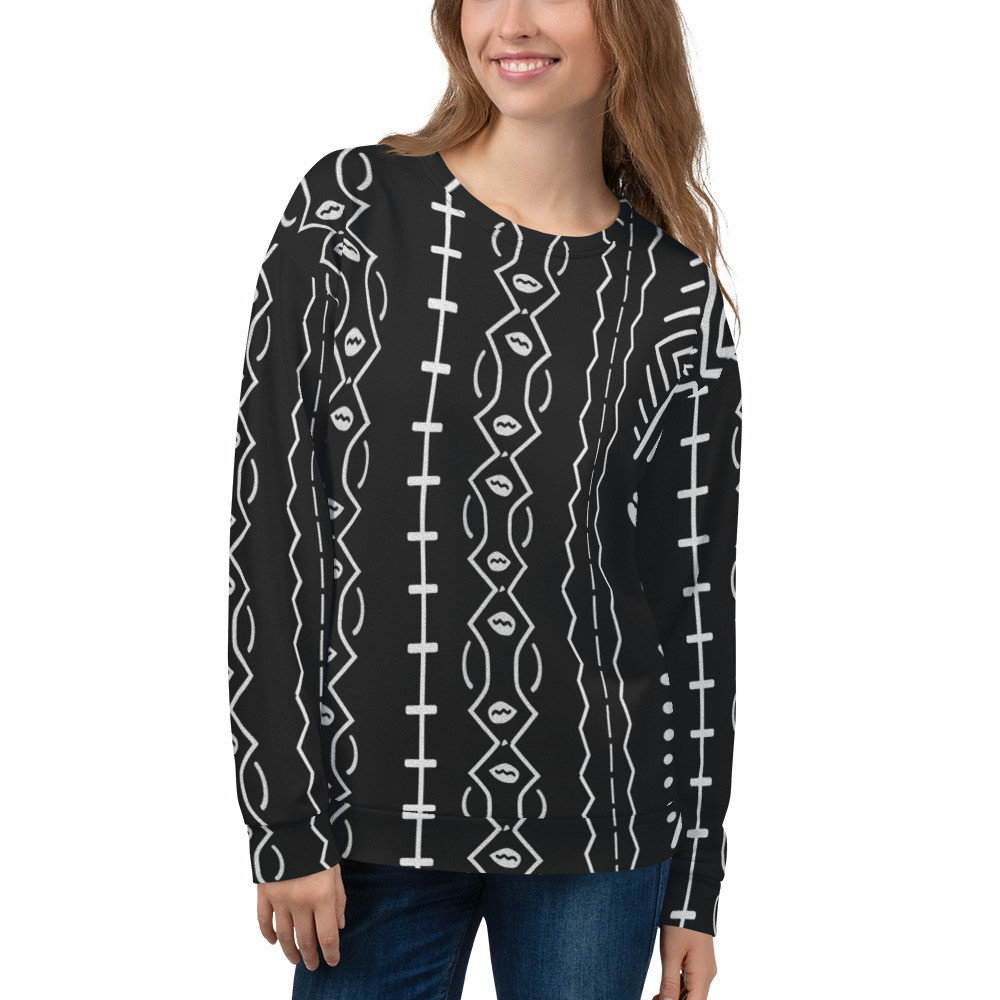Black Mud Cloth Inspired Unisex Sweatshirt IV