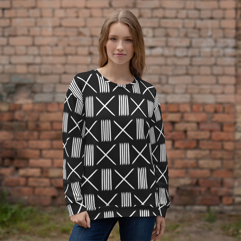 Black Mud Cloth Inspired Unisex Sweatshirt III