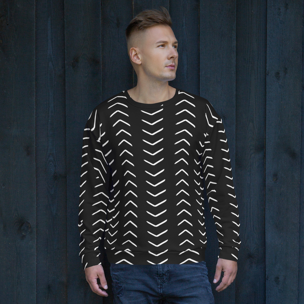 Black Mud Cloth Inspired Unisex Sweatshirt