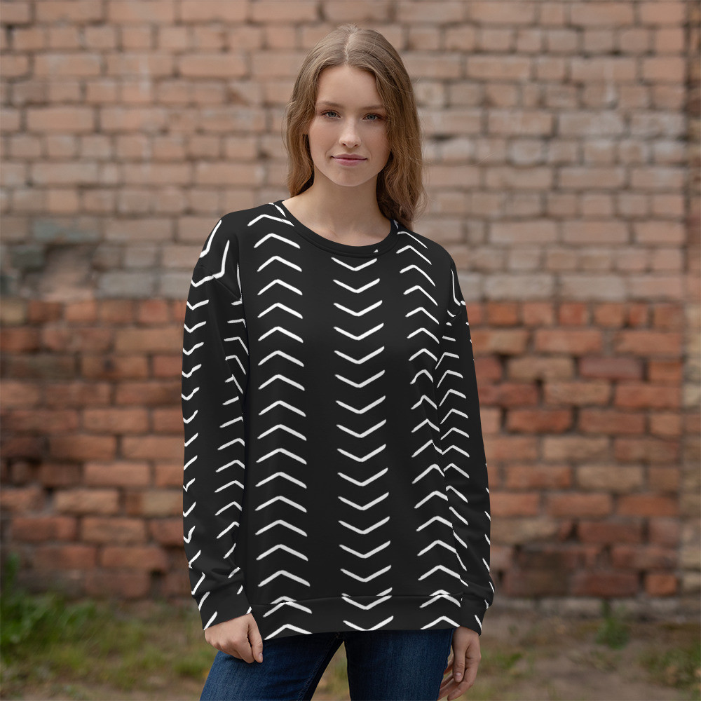Black Mud Cloth Inspired Unisex Sweatshirt