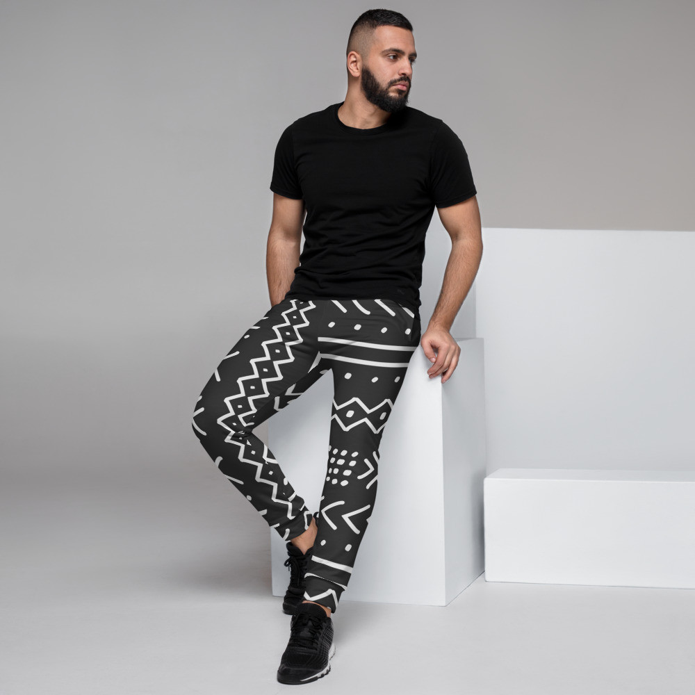 Black Mud Cloth Inspired V Men's Joggers