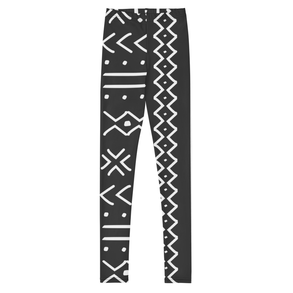 Youth Black Mud Cloth Inspired V Leggings