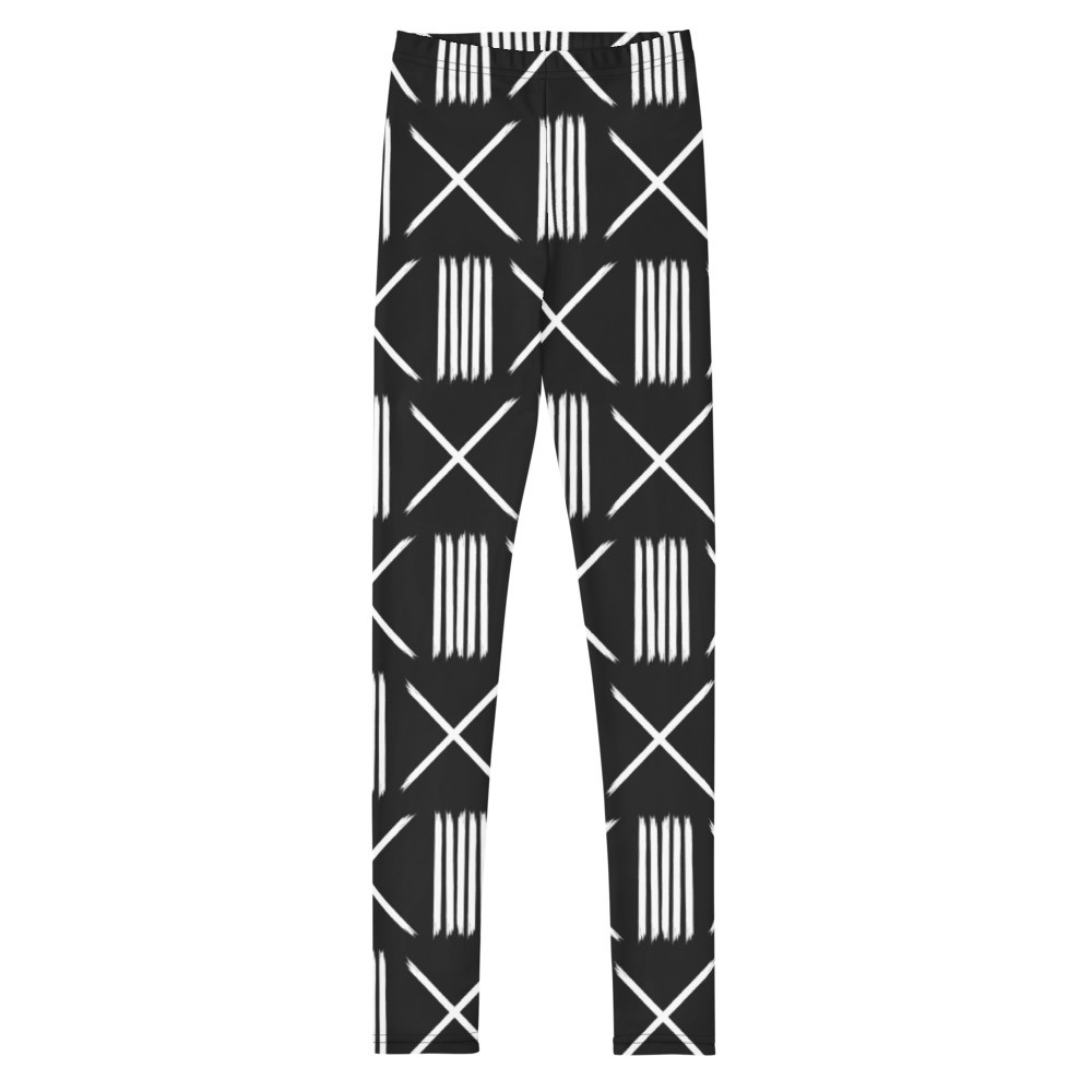 Youth Black Mud Cloth Inspired III Leggings
