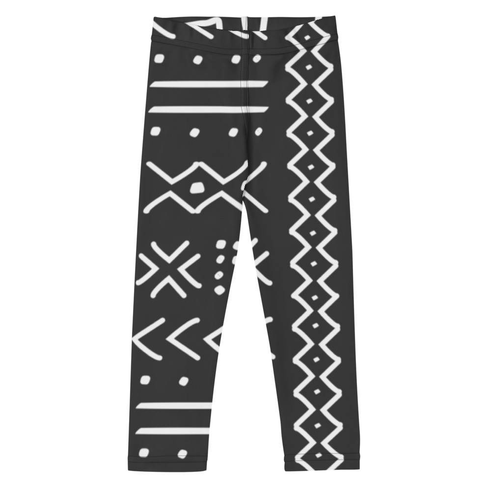 Kid's Black Mud Cloth Inspired V Leggings