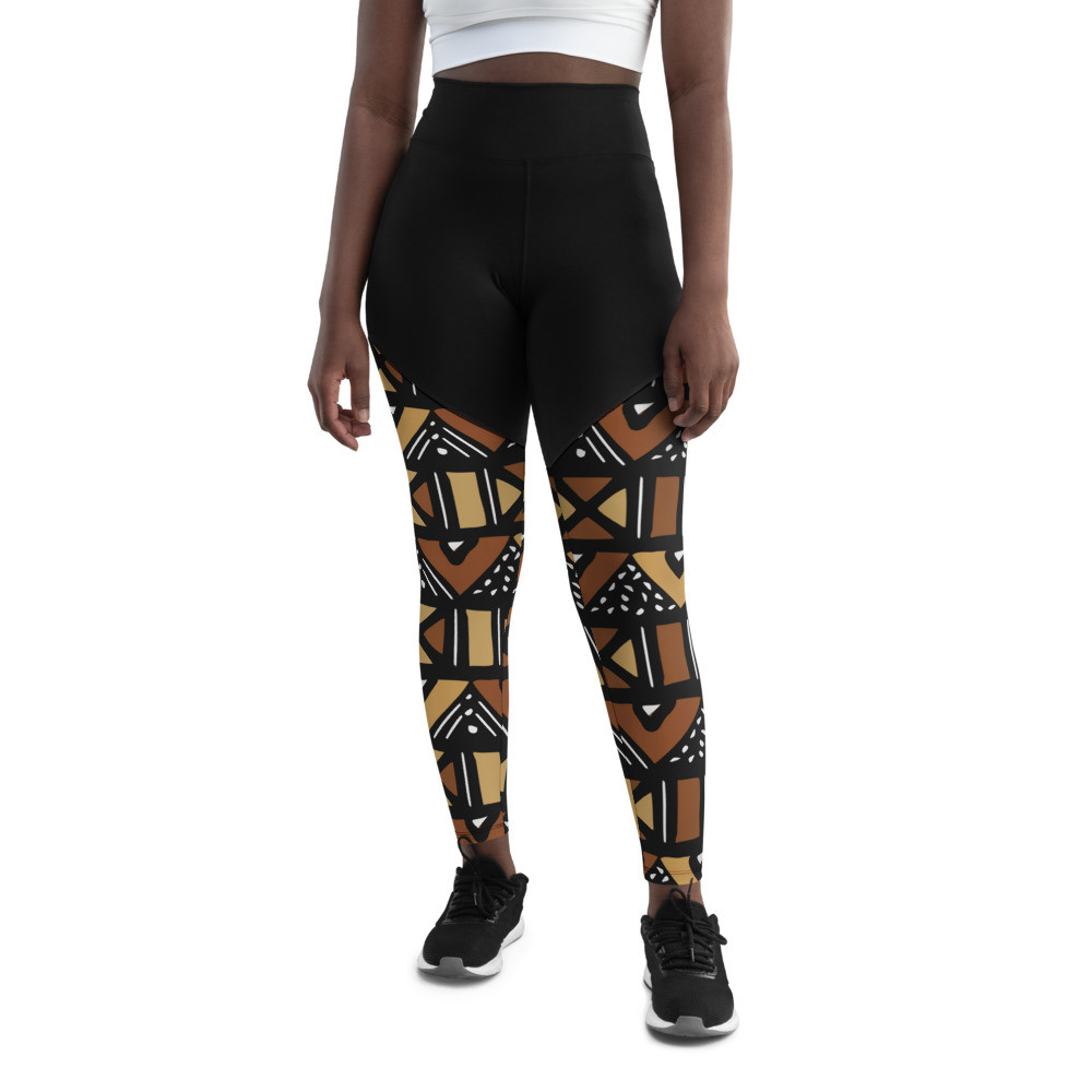 Mud Cloth Inspired Sports Leggings