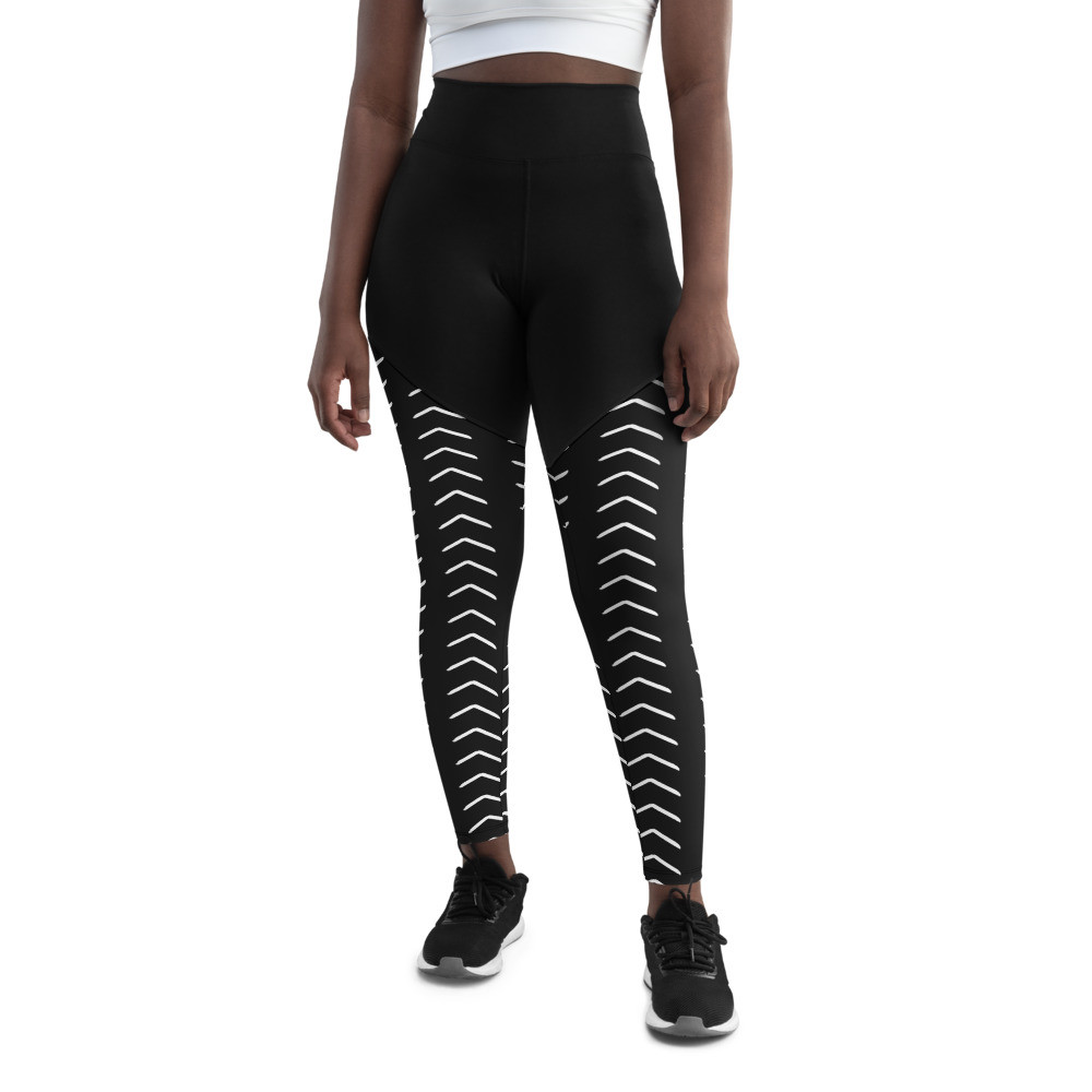 Black Mud Cloth Inspired Sports Leggings