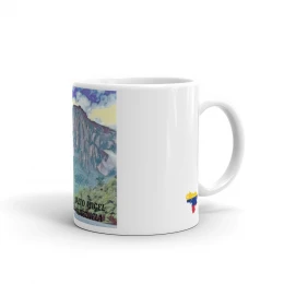 TAZA BLANCA BRILLANTE SALTO ANGEL Y MAPA DE VENZUELA