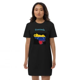 Vestidos camisetas algodón negro mapa de Venezuela