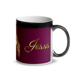 Taza mágica brillante Jesús morado