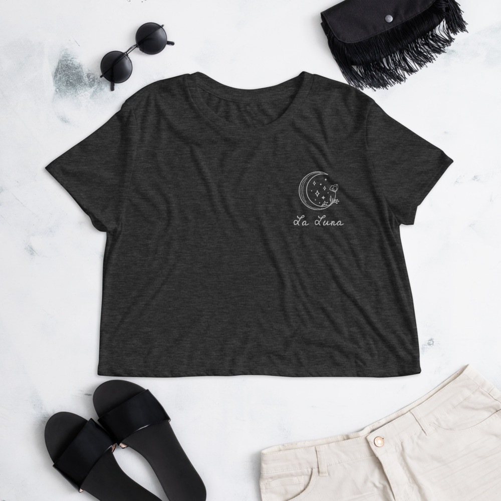 La Luna Embroidered Crop T-Shirt
