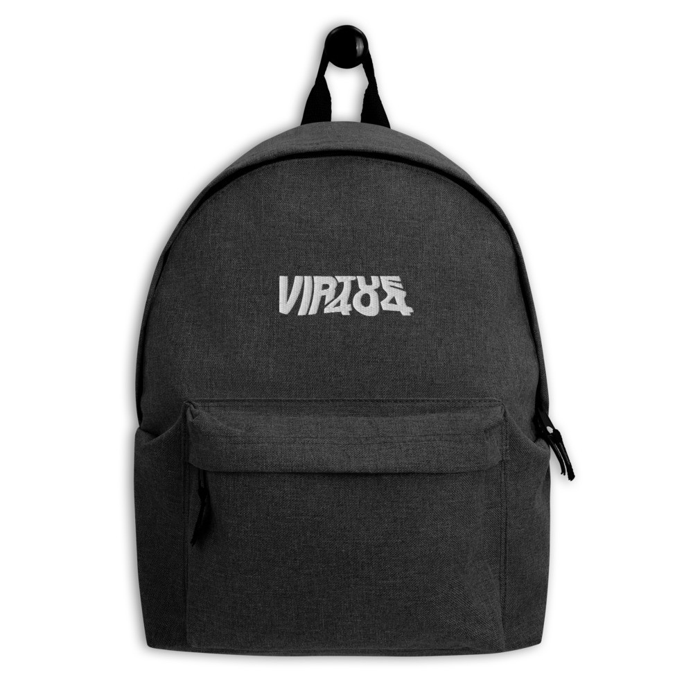 VIRTUE 404 Dark Grey Embroidered Backpack