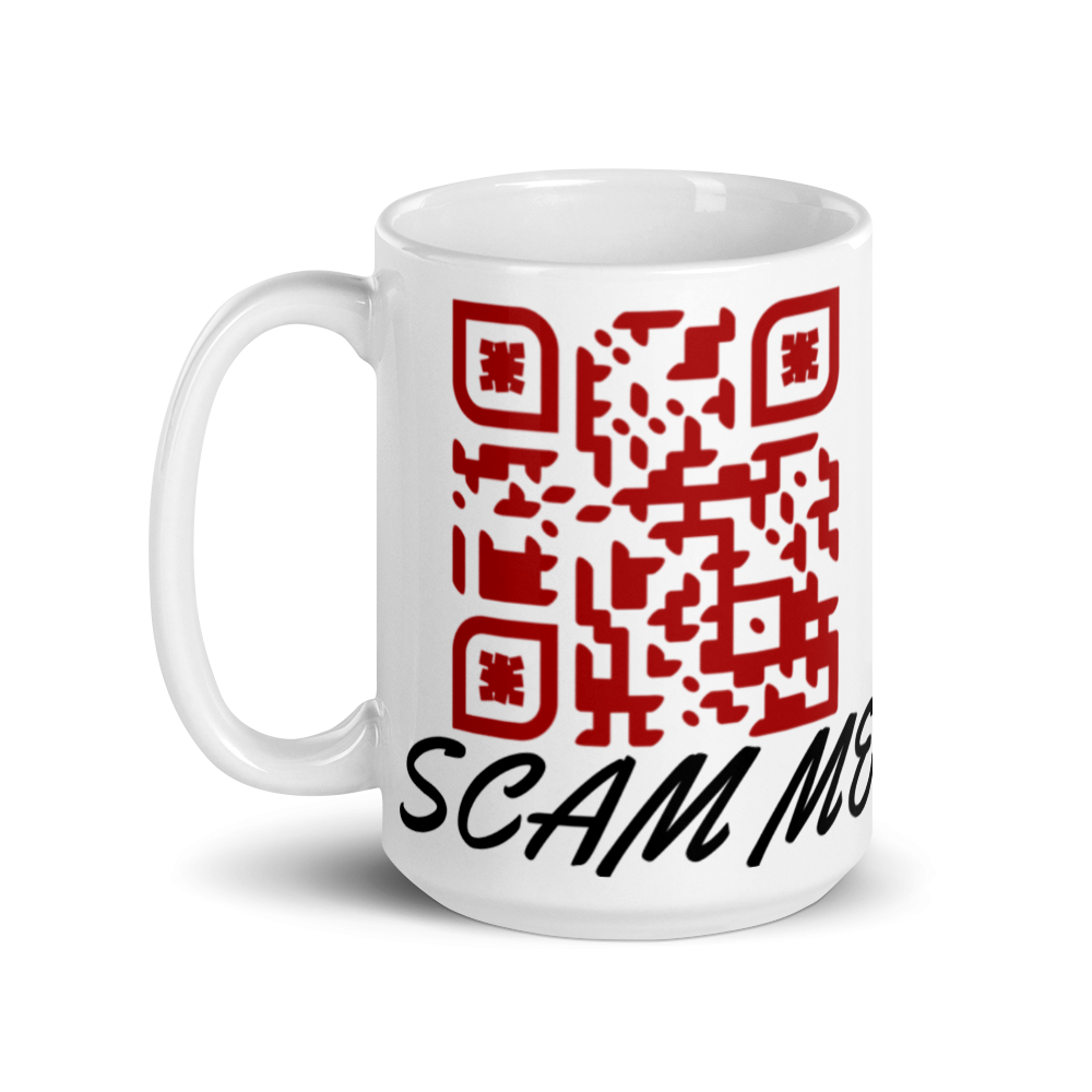 White scamming mug