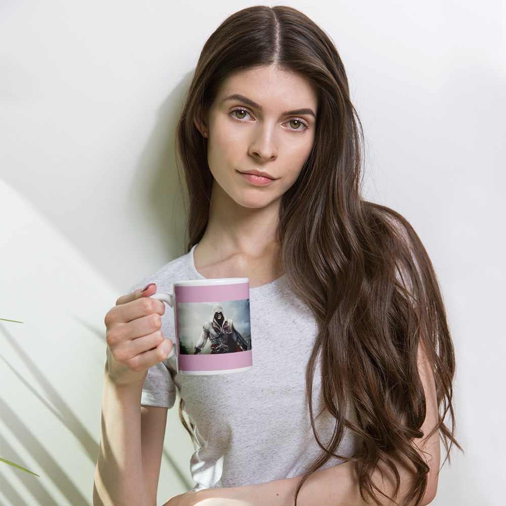 taza blanca brillante assasins creed 2