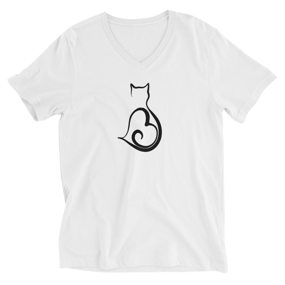 Cat Heart Logo - Unisex V Neck Tee