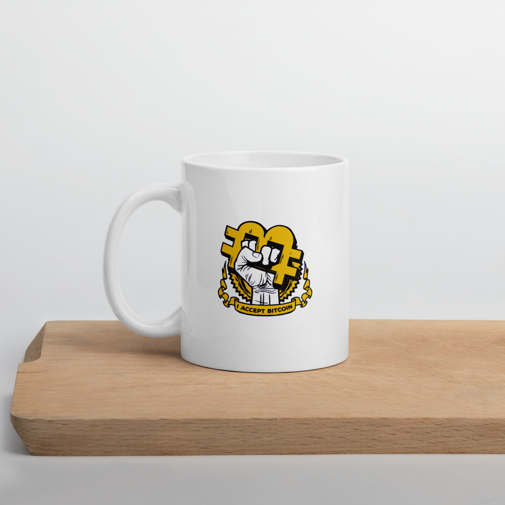 White glossy mug - Bitcoin