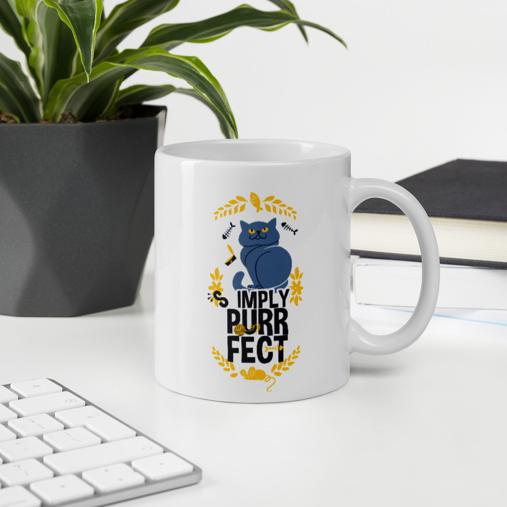 White glossy mug - Simply Purrfect