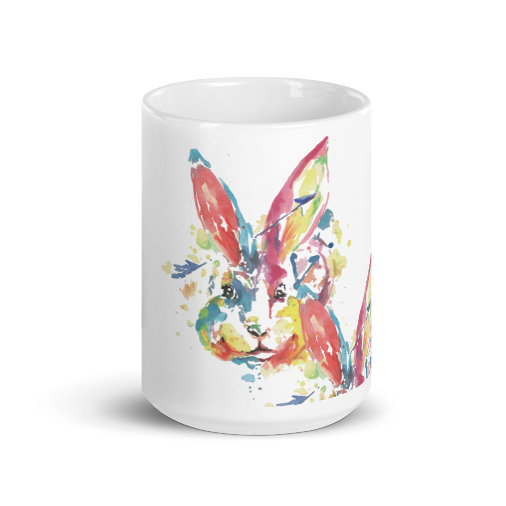 White glossy mug- Easter Bunny