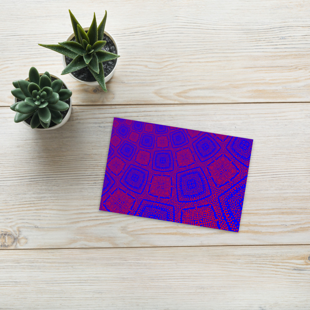 Standard Kunst Postkarte  blau mit orangen Punkten