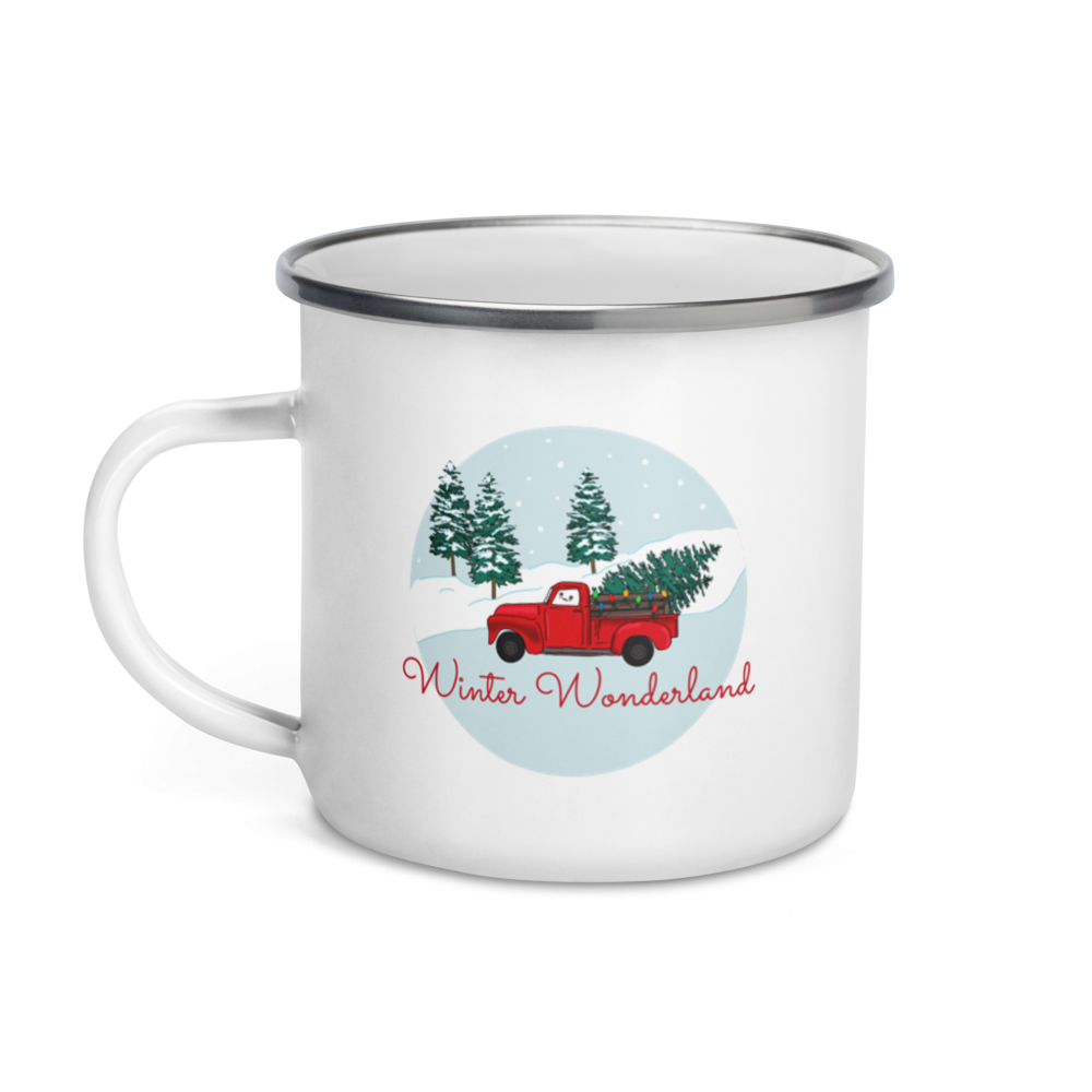 Christmas Truck Enamel Mug
