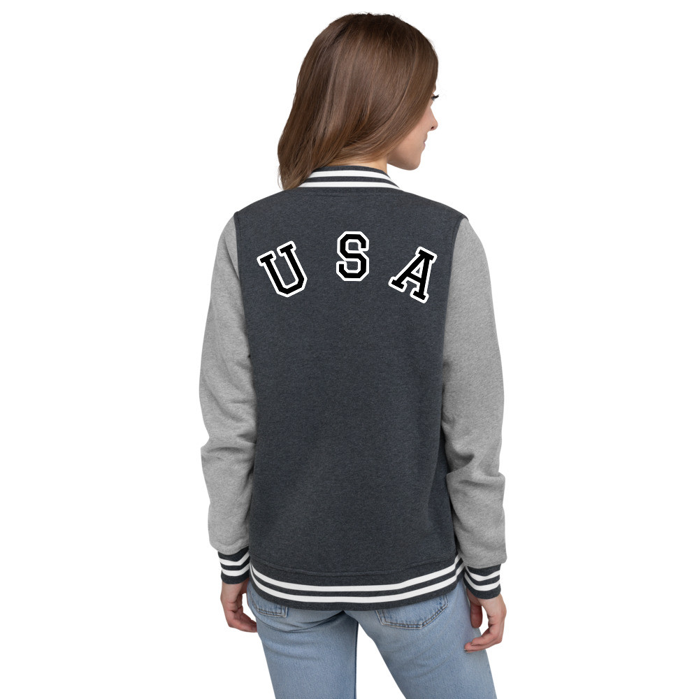 USA Black Letters - Women's Letterman Jacket
