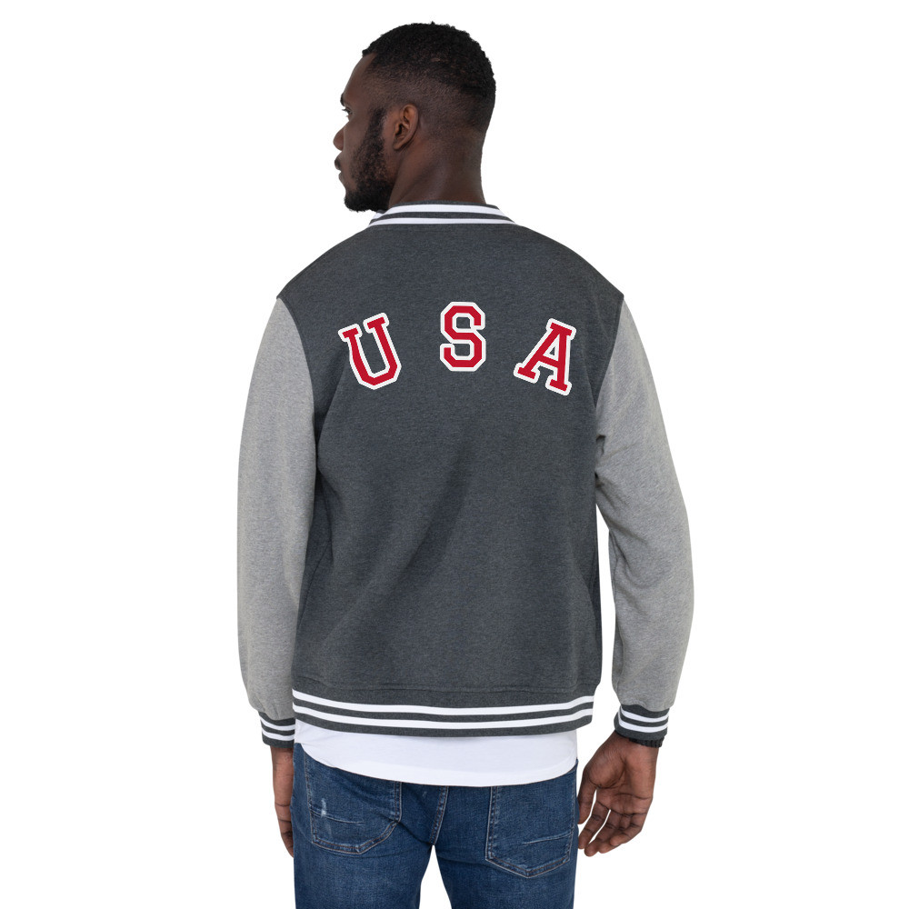 USA Red Letters - Men's Letterman Jacket