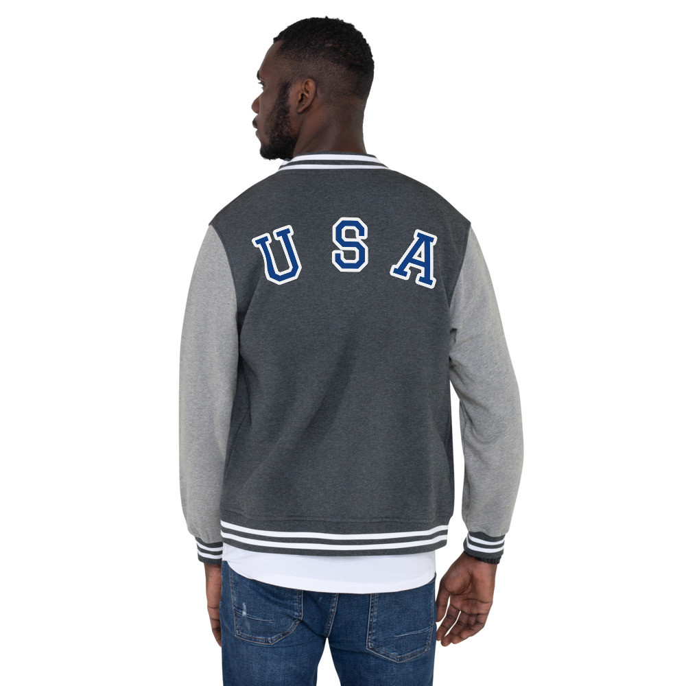 USA Blue Letters - Men's Classic Letterman Jacket