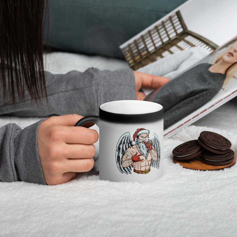 Matte Black Magic Mug Santa Claus