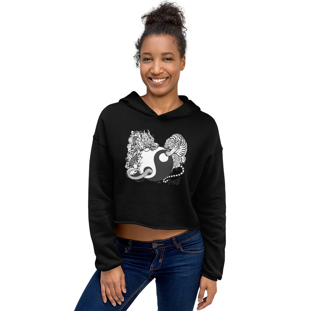Crop Hoodie Tiger and Dragon