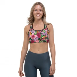 Sports bra - Liliac n Pink Florals Print Design