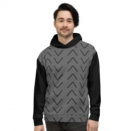 Unisex Hoodie - Black n Charcoal Gray w Up n Down Arrows