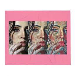 Bella Rose 3 Faces Pink - Throw Blanket