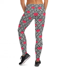 Red Lips and Black Dots - Leggings with Style Nobel Grey