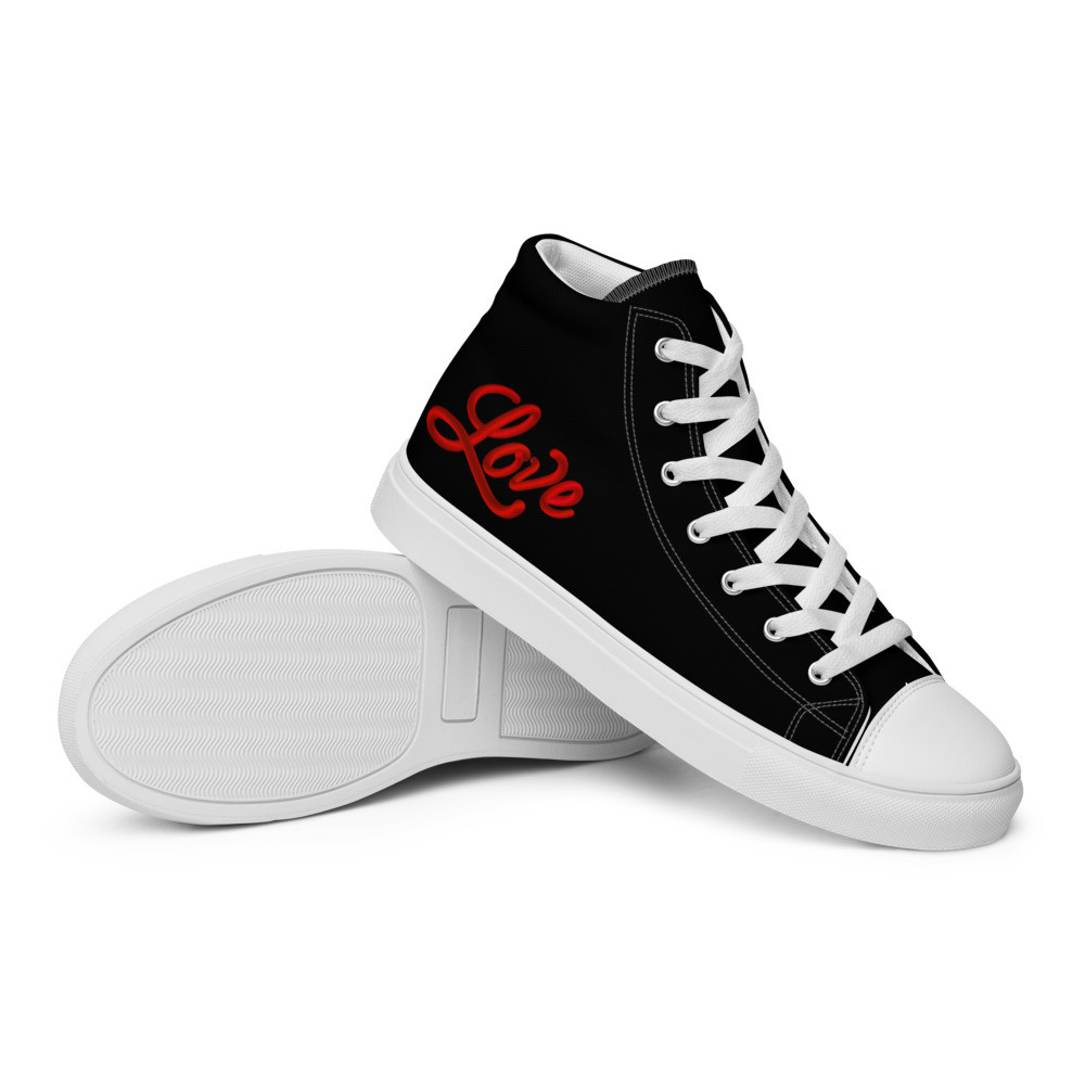 Love - Women’s high top canvas shoes with style - Black