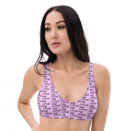 Love Me - Pink Design - Recyled padded bikini top