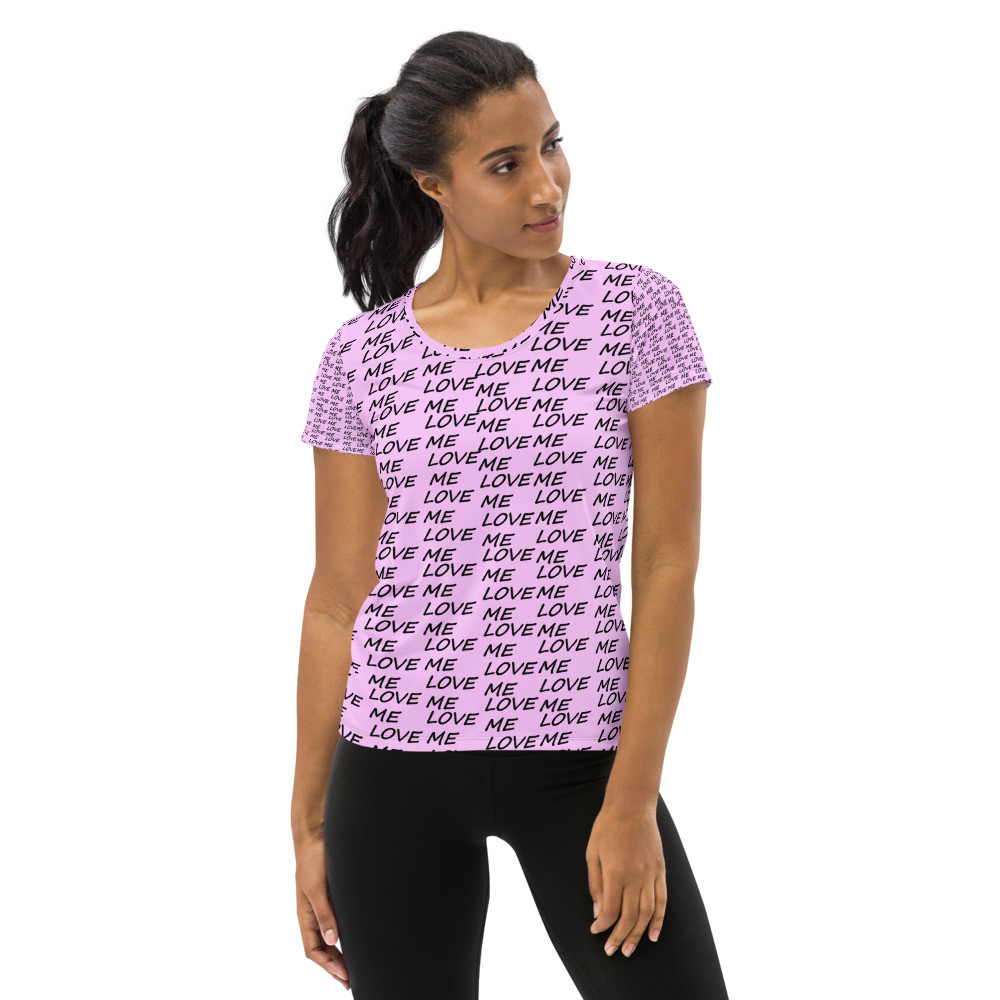 Love Me - Pink Design - Women's Athletic T-shirt