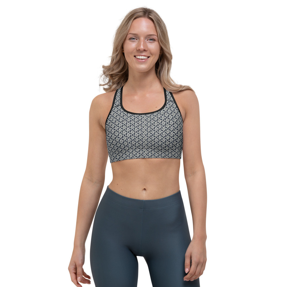 Staggered Squares Black n White - Sports bra with style