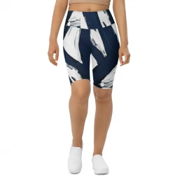 Abstract Art Navy Blue and White - Biker Shorts with style