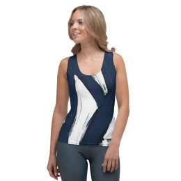 Abstract Art Navy Blue and White - Sublimation Cut & Sew Tank Top with style