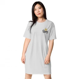 Queen with Gold Crown - Whisper Grey Loose Fit T-Shirt Dress - Larger Sizes